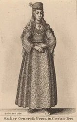 En generös grekisk kvinna i staden Pera, 1644.