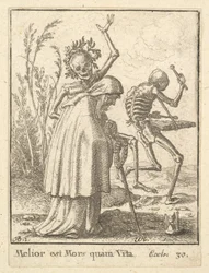 Gammal kvinna, från Dödsdansen, 1651.