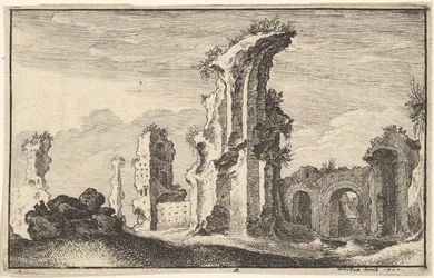 Ruinerna av St Croix de Jerusalem, 1600-talet.