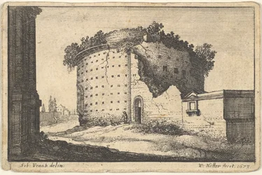 Ruinerna av en rund byggnad, 1673.