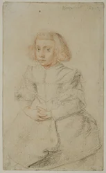 Studie av en sittande flicka, 1635