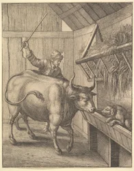 Hunden i krubban från illustration till John Ogilbys Æsopics: Or A Second Collection..., 1666.
