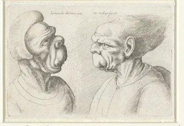 Två deformerade huvuden Varie figurae et probae (serietitel) Karikatyrer, huvuden och missbildningar efter Leonardo da Vinci (serietitel)