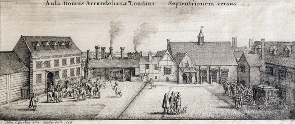 Vy över Arundel House, Strand, London, graverad av Adam Bierling, 1646