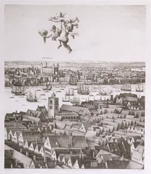 Vy över London, publicerad 1647 (faksimilkopia) (detalj)