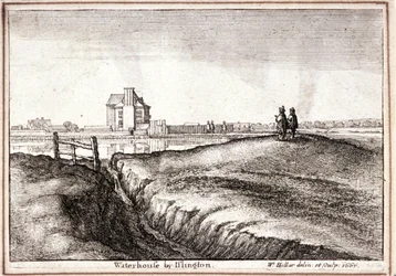Utsikt över området runt New River Head, Finsbury, London, 1665