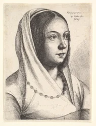 Ung kvinna med en halsduk på huvudet, efter Bonsignori, 1645.
