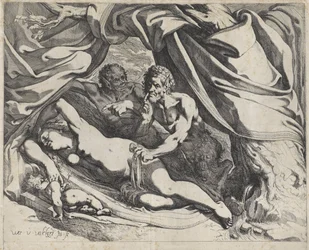 Sovande Venus bevakad av satyrer