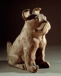 Kinesisk konst: terracotta molosse. Begravningsstatyett från Han-tiden (206 f.Kr.-220 e.Kr.). Paris, Cernuschi-museet