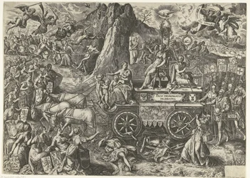 De triumphwagen van de vrede, 1577 Teckning av en triumferande fred (titel på objekt)