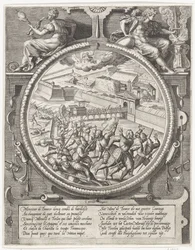 Bourses trupper driver ut de tyska soldaterna från Treslong och Merville från citadellet, 1577 Medaljonger med erövringen av citadellet i Antwerpen 1577 (serietitel)