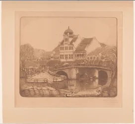 Bro och kontorsbyggnad i Batavia På Kali Besar i Batavia (originaltitel)