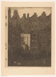 Hus på Voorstraatshaven i Dordrecht Kanalen, Dordrecht (originaltitel) Gamla hus, Dordrecht (titel på objekt)