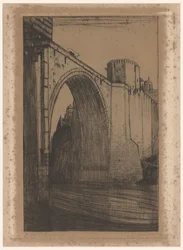 Alcántara-bron över de Taag i Toledo Toledo, från oude brug (originaltitel)
