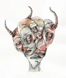 Flera surrealistiska ansikten