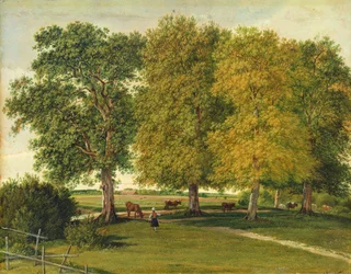 Herder with Cattle under Autumnal Trees, c.1821 (olja på papper på kartong)