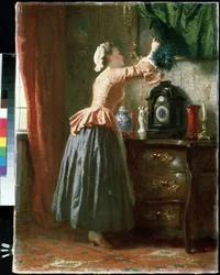 ""La femme de chambre"" (en hembiträde) Peinture de Wilhelm August Amberg (1822-1899) Mikhail Kroshitsky Art Museum, Sevastopol (Sebastopol) Ukraina