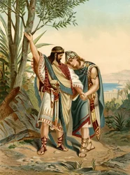 Jonathan och Davids vänskap (färg litho)
