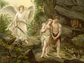 Utvisningen från paradiset (färg litho)