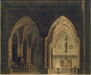 Gotisk kyrka interiör