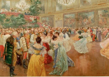 Courtball i Redoutensaele, kejsarpalatset, Wien ... (akvarell)