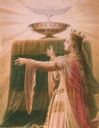 The Miracle of the Grail, från Lohengrin Saga, Salon (olja på duk) (detalj av 419256)