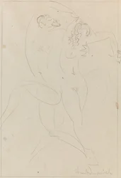 Nymf och satyr, ca 1915 (grafit på papper)