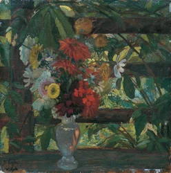 berså med blommor
