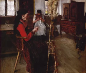 Spinning Women (olja på duk)
