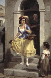 En italiensk kvinna på väg till karnevalen