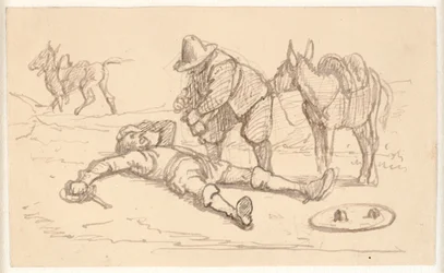 Don Quijote ligger sårad och får hjälp av Sancho