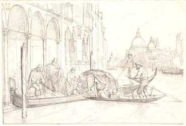 Landning vid Canal Grande i Venedig
