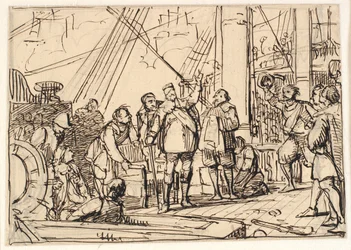 Utkast till målningen i Chr. 4.s kapell i Roskilde "Chr. 4. om Trefaldigheten"
