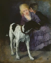 Älskande par med hund. 1873