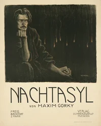 Affisch för teaterpjäsen The Lower Depths av M. Gorky, ca. 1903