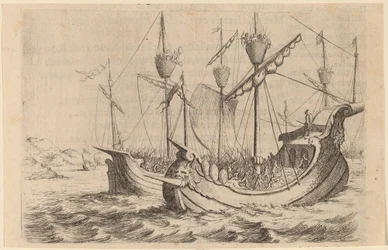 Hannibals flotta som kämpar mot Rhodians, 1634.