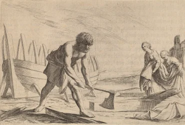 Ulysses på ön av gudinnan Calypso, 1634.