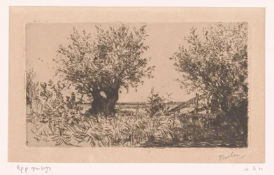 Landskap med äng, pilvid och staket Willows (Kaag) (originaltitel)