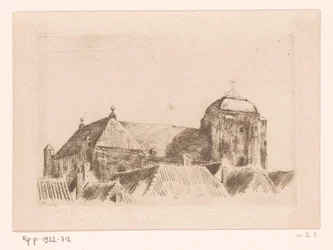 Utsikt över Grote Kerk i Veere Skepp på tornet, Veere (originaltitel)