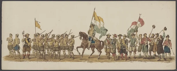Delfts parad 1862, första och andra gruppen Fjärde Lustrum av Royal Academy i Delft - Ao. 1862 - Costumed Optogt (serietitel på objekt)