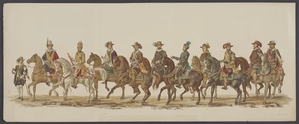 Delfts parad 1862, fjärde gruppen Fjärde Lustrum av Royal Academy i Delft - Ao. 1862 - Costumed Optogt (serietitel på objekt)