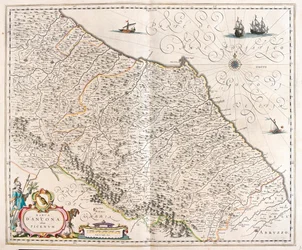 Ancona, Marche, Italien, i "Theatrum Orbis Terrarum, sive Atlas Novus" av Willem Blaeu, Amsterdam