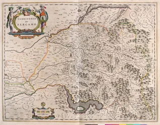 Bergamo, Italien, i "Theatrum Orbis Terrarum, sive Atlas Novus" av Willem Blaeu, Amsterdam