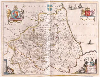 Bishoprike av Durham, i "Theatrum Orbis Terrarum, sive Atlas Novus" av Willem Blaeu, Amsterdam