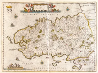 Bretagne, i "Theatrum Orbis Terrarum, sive Atlas Novus" av Willem Blaeu, Amsterdam