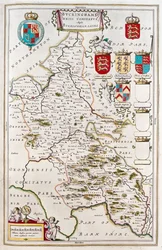 Buckingam shire, i "Theatrum Orbis Terrarum, sive Atlas Novus" av Willem Blaeu, Amsterdam