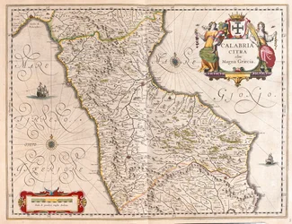 Kalabrien, Italien, i "Theatrum Orbis Terrarum, sive Atlas Novus" av Willem Blaeu, Amsterdam