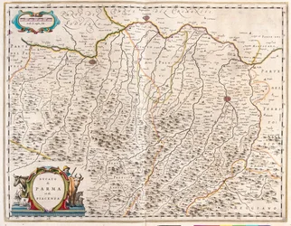 Städerna Parma och Piacenza, Italien, i "Theatrum Orbis Terrarum, sive Atlas Novus" av Willem Blaeu, Amsterdam
