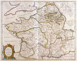 Länder i det gamla Frankrike, i "Theatrum Orbis Terrarum, sive Atlas Novus" av Willem Blaeu, Amsterdam