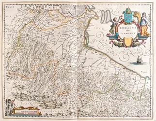 Emilia Romagna, Italien, i "Theatrum Orbis Terrarum, sive Atlas Novus" av Willem Blaeu, Amsterdam